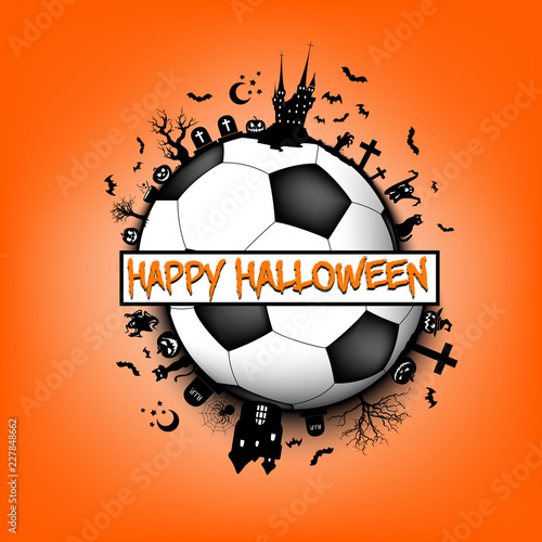 Happy halloween and soccer ball