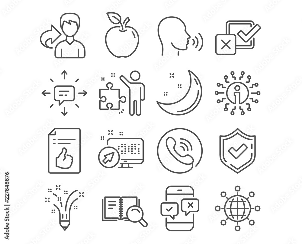 Set of Phone survey, Inspiration and Strategy icons. International globe, Search book and Human sing signs. Checkbox, Approved document and Sms symbols. Vector Set of Phone survey, Inspiration and Strategy icons. International globe, Search book and Human sing signs. Checkbox, Approved document and Sms symbols. Vector
