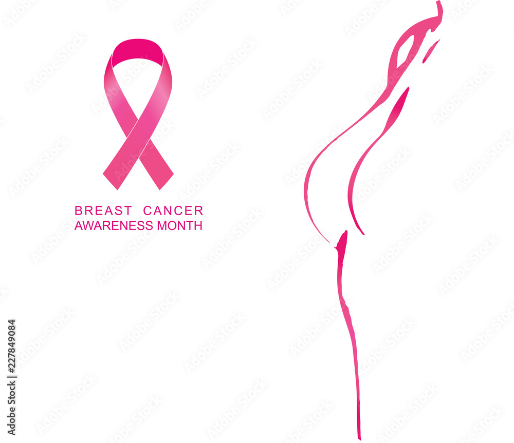 Breast Cancer Awareness Month Female Body Silhouette Vector Illustration Stock  Vector