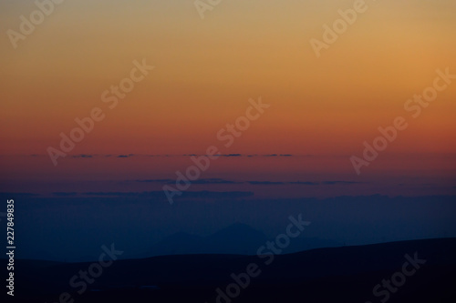 Early morning. Dawn over the mountains of the North Caucasus in Russia.