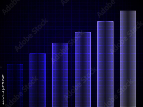 chart, business graph, on blue background. vector illustration.