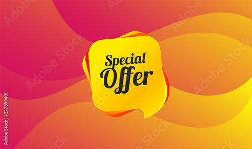 Special offer sign icon. Sale symbol. Wave background. Abstract shopping banner. Template for design. Discount offer Vector