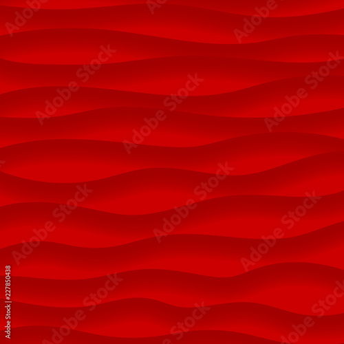 Abstract background of wavy lines with shadows in red colors