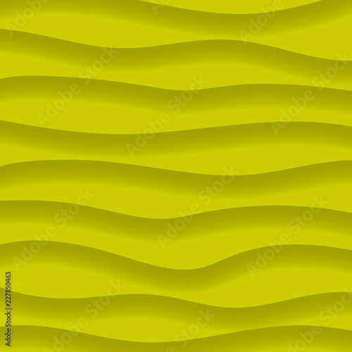 Abstract background of wavy lines with shadows in yellow colors