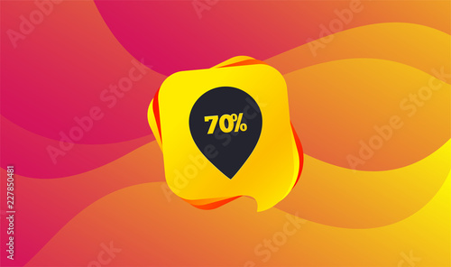 70% sale pointer tag sign icon. Discount symbol. Special offer label. Wave background. Abstract shopping banner. Template for design. Vector