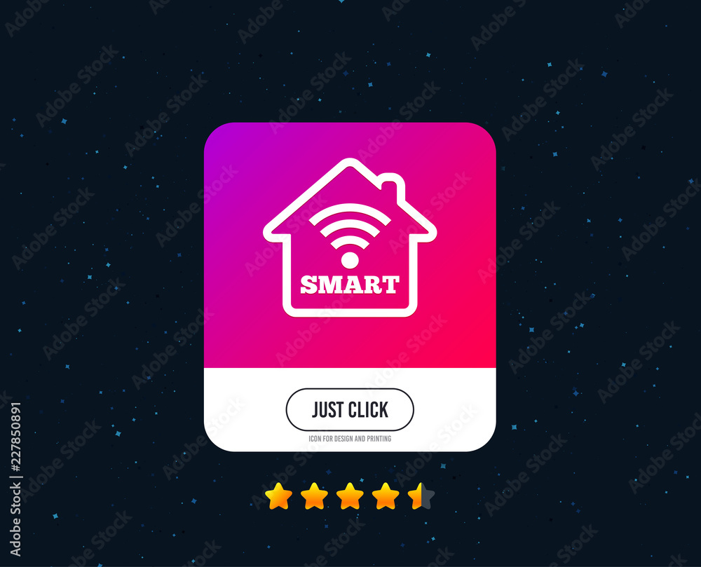Smart home sign icon. Smart house button. Remote control. Web or internet icon design. Rating stars. Just click button. Vector Smart home sign icon. Smart house button. Remote control. Web or internet icon design. Rating stars. Just click button. Vector