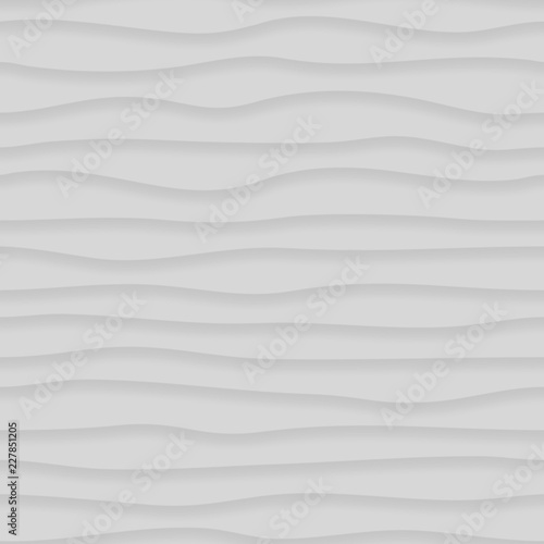 Abstract seamless pattern of wavy lines with shadows in gray colors