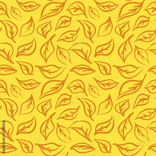 Seamless foliage pattern. Gold leaf vector background