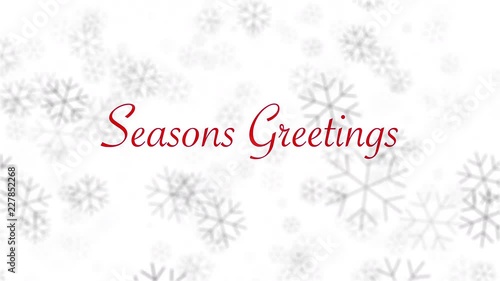 Seasons Greetings animated word cloud on a white background. 