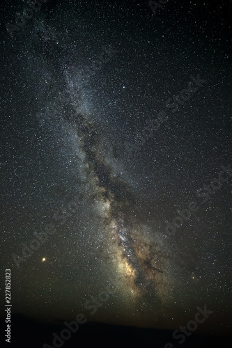 Bright stars of the Milky Way in the night sky during the summer twilight.