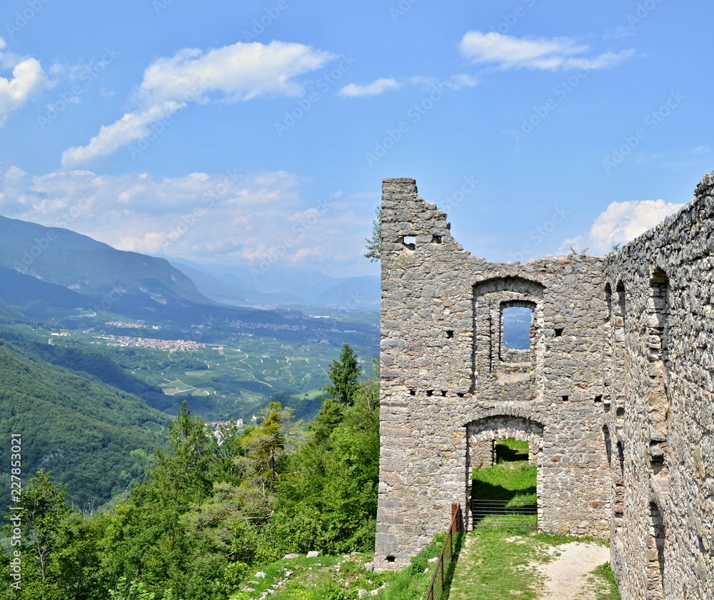 Castle ruins - a number of concentric windows Castle ruins - a number of concentric windows