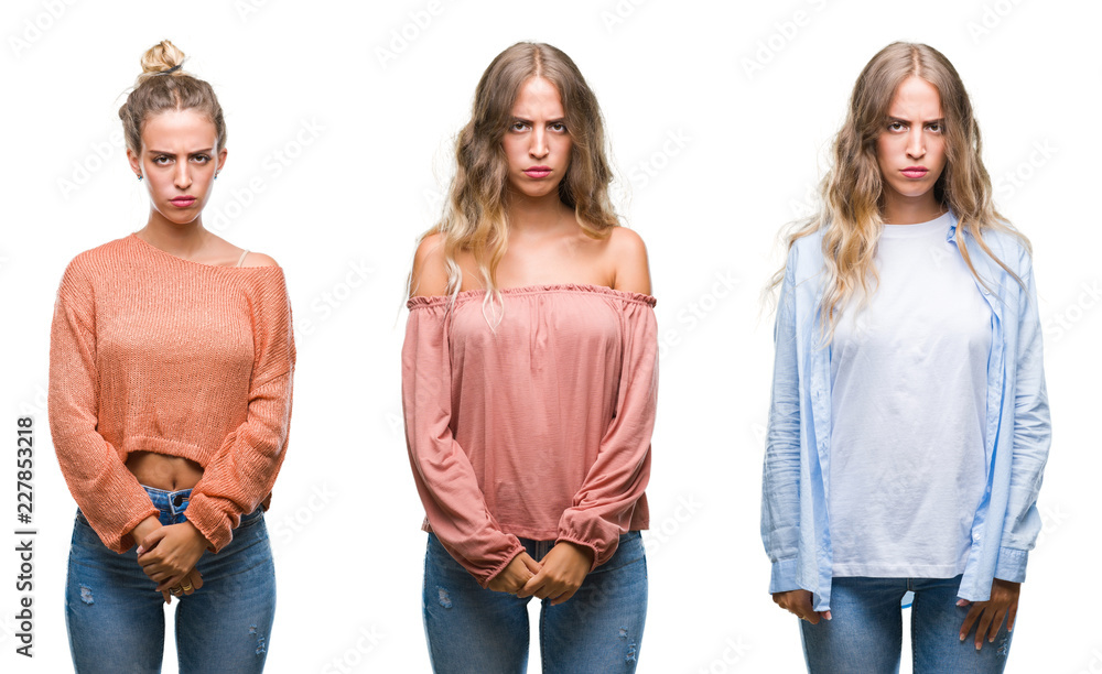 Young beautiful young woman wearing casual look over white isolated background skeptic and nervous, frowning upset because of problem. Negative person. Young beautiful young woman wearing casual look over white isolated background skeptic and nervous, frowning upset because of problem. Negative person.