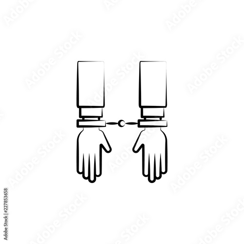 detention, handcuffs, gang, criminal icon. Element of crime icon for mobile concept and web app. Hand drawn detention, handcuffs, gang, criminal icon can be used for web and mobile