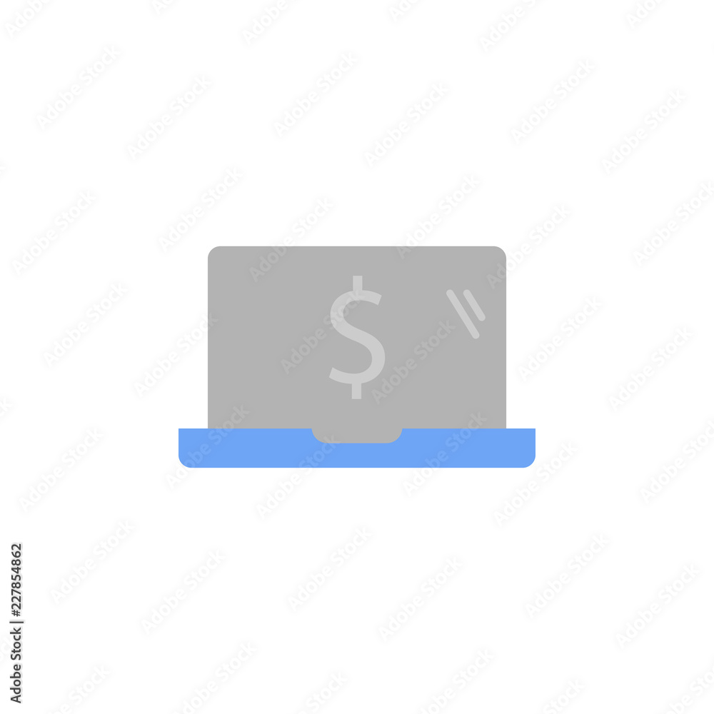Laptop, money, online payment, purchase two color blue and gray icon Laptop, money, online payment, purchase two color blue and gray icon