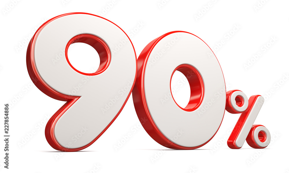 3d render illustration. Red with white ninety percent on a white background. 3d render illustration. Red with white ninety percent on a white background.