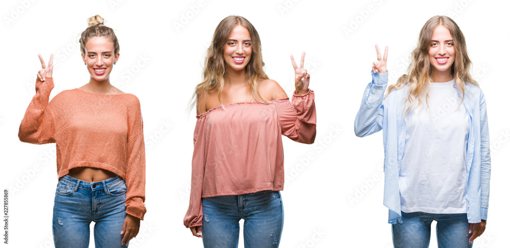Young beautiful young woman wearing casual look over white isolated background showing and pointing up with fingers number two while smiling confident and happy. Young beautiful young woman wearing casual look over white isolated background showing and pointing up with fingers number two while smiling confident and happy.