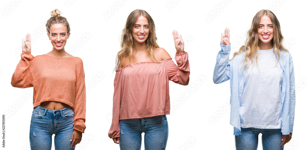 Young beautiful young woman wearing casual look over white isolated background showing and pointing up with fingers number four while smiling confident and happy. Young beautiful young woman wearing casual look over white isolated background showing and pointing up with fingers number four while smiling confident and happy.