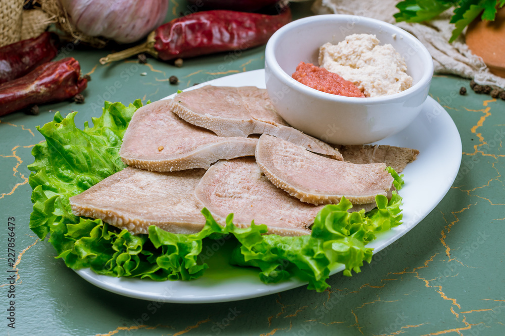 Beef tongue with horseradish