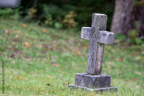 Old cemetery autumn, blurred backgrounds, old crosses, peaceful.