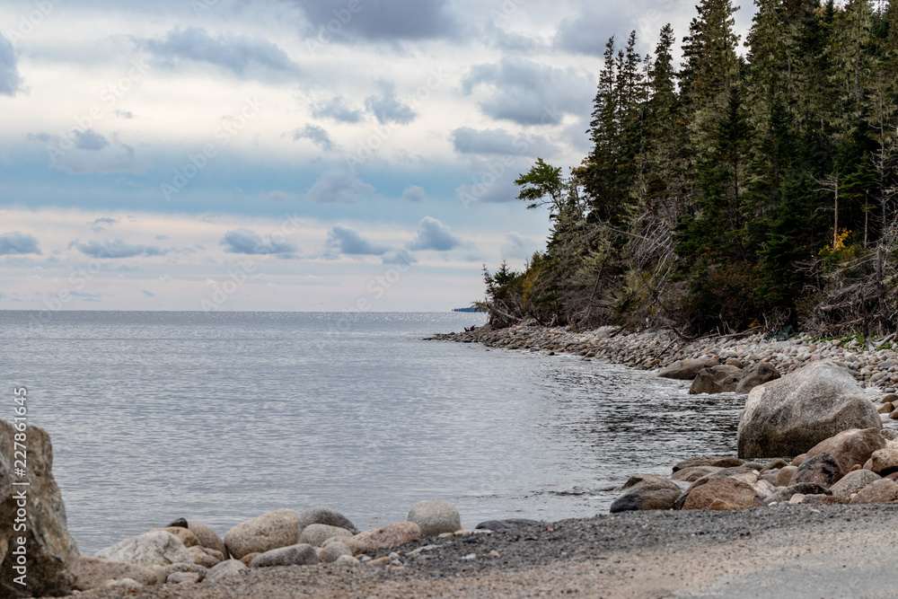 rocky coast of nova scotia, cloudy sky rocky coast of nova scotia, cloudy sky