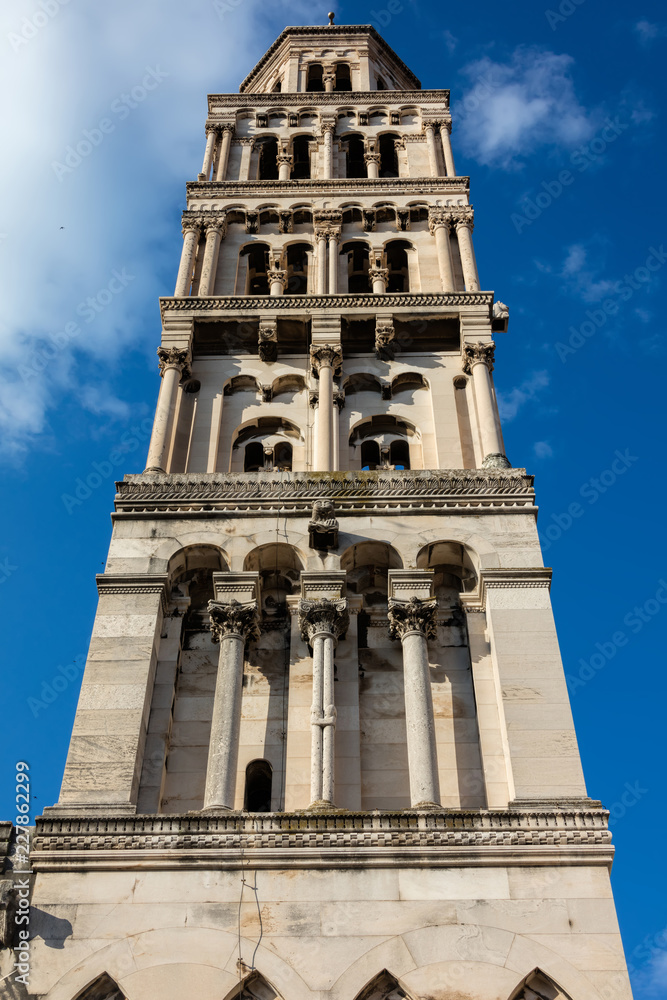 Bell Tower of the Saint Domnius Cathedral in Split, Croatia, constructed in 1100 in the Romanesque style. Bell Tower of the Saint Domnius Cathedral in Split, Croatia, constructed in 1100 in the Romanesque style.