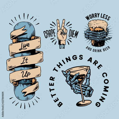Cool retro motivational badges vector