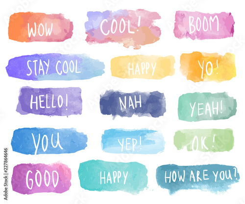 Colorful collection of watercolor patches vector