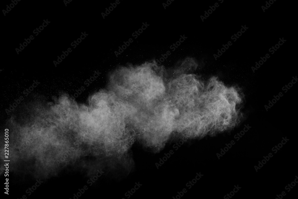 White powder isolated on black background. White powder isolated on black background.