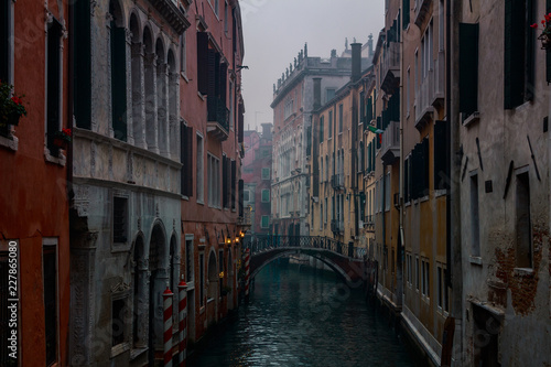 Venice Italy morning winter cityscape, no people photo of the famous canals 