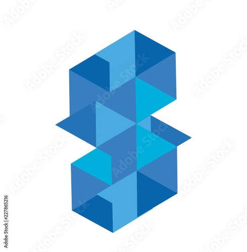 s initials triangle geometric blue diamond
