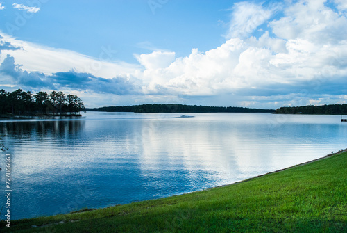 A shot of a man made lake in Mississippi near Wiggins which has been created by damming a river photo