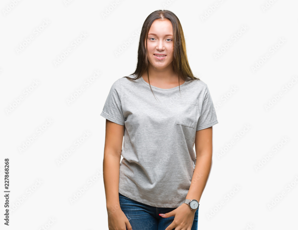 Young caucasian beautiful woman over isolated background with a happy and cool smile on face. Lucky person.