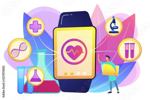 Smartwatch health tracker concept vector illustration.