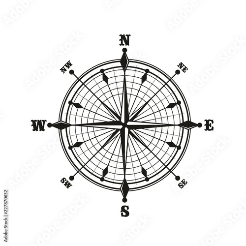 Compass with dial, monochrome icon