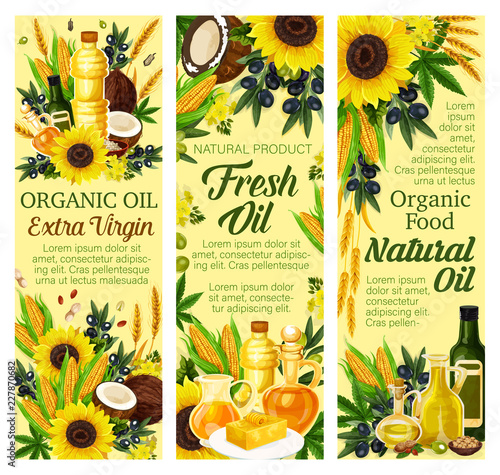 Natural oil and butter products, vector