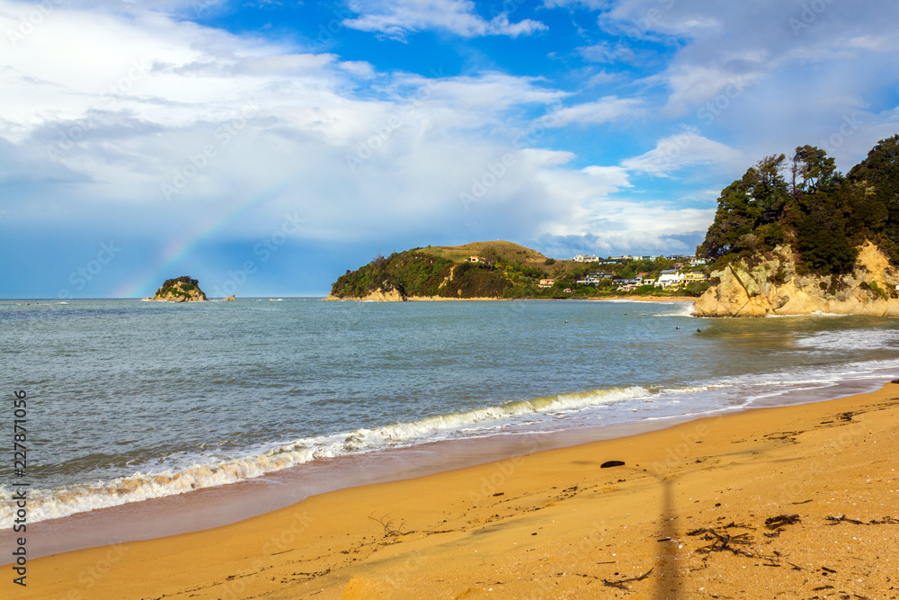 Golden Time after Raining at Sandy Beach at Kaiteriteri Beach Nelson, South Island; Landscape Scenery New Zealand