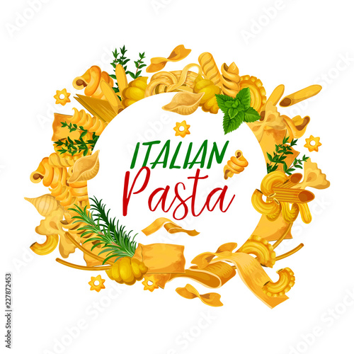 Pasta menuwith frame of Italian pastry