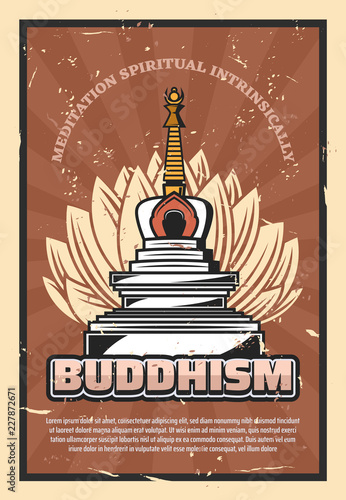 Buddhism religion, stupa and lotus flower