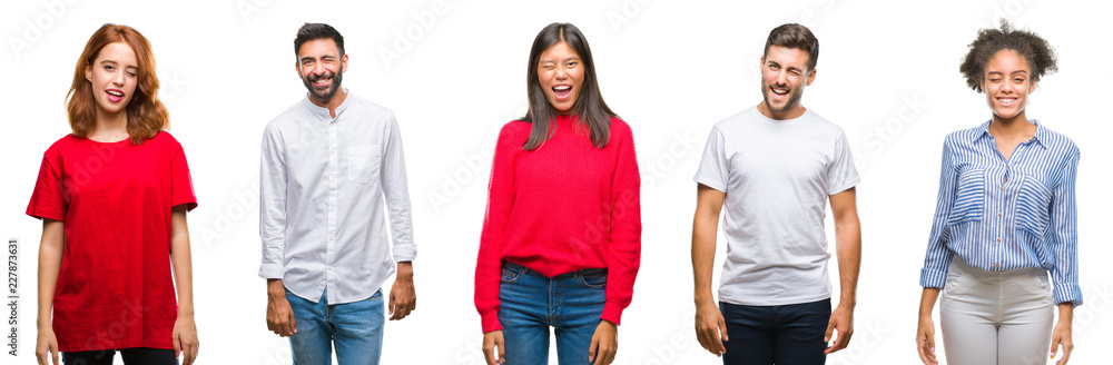 Collage of group chinese, indian, hispanic people over isolated background winking looking at the camera with sexy expression, cheerful and happy face. Collage of group chinese, indian, hispanic people over isolated background winking looking at the camera with sexy expression, cheerful and happy face.