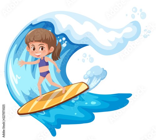 A surfer girl character