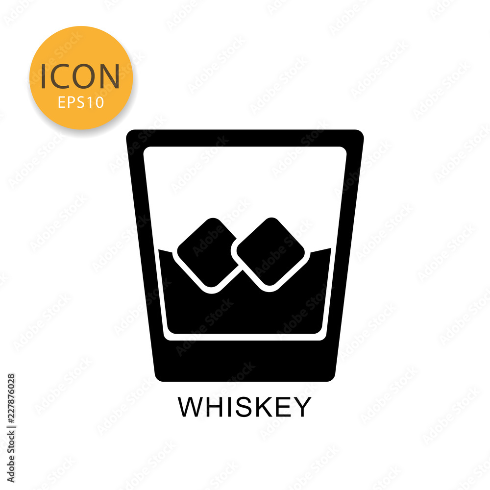 Fototapeta premium Whiskey glass icon isolated flat style.