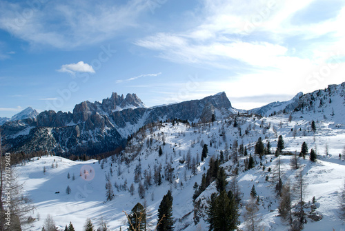 Beautiful winter view from the 5 Torri  in Cortina D Ampezzo  Belluno  Italy