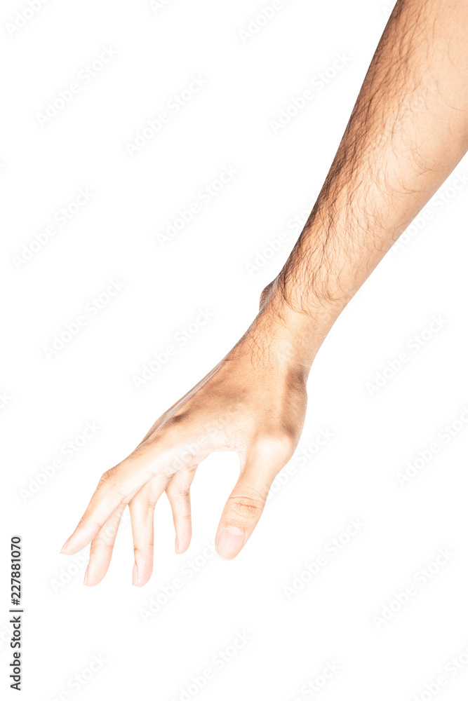 Hand open and ready to help or receive. Gesture isolated on white background with clipping path.