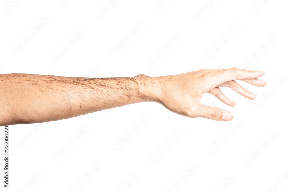 Hand open and ready to help or receive. Gesture isolated on white background with clipping path.