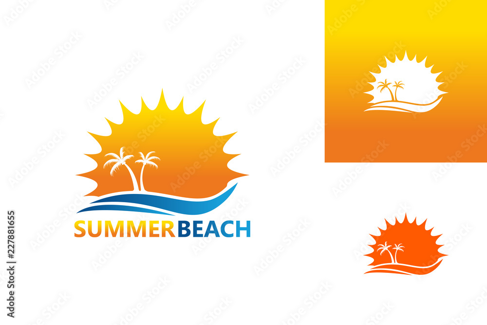 Summer Beach Logo Template Design Vector, Emblem, Design Concept, Creative Symbol, Icon