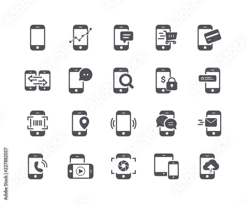 Minimal Set of Mobile Phone Flat Icon