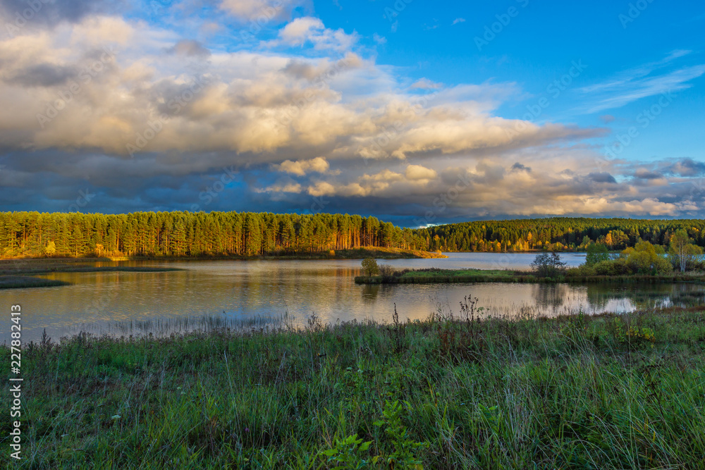 Picturesque autumn landscape of Russian nature at sunset. Picturesque autumn landscape of Russian nature at sunset.