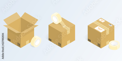 isometric online shopping shipping,packing vector