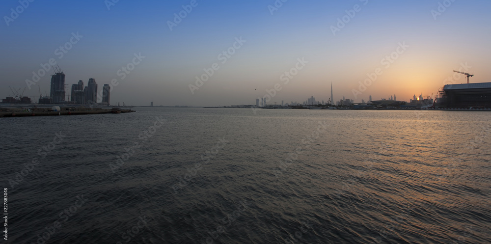 sunset in Dubai city view, United Arab Emirates