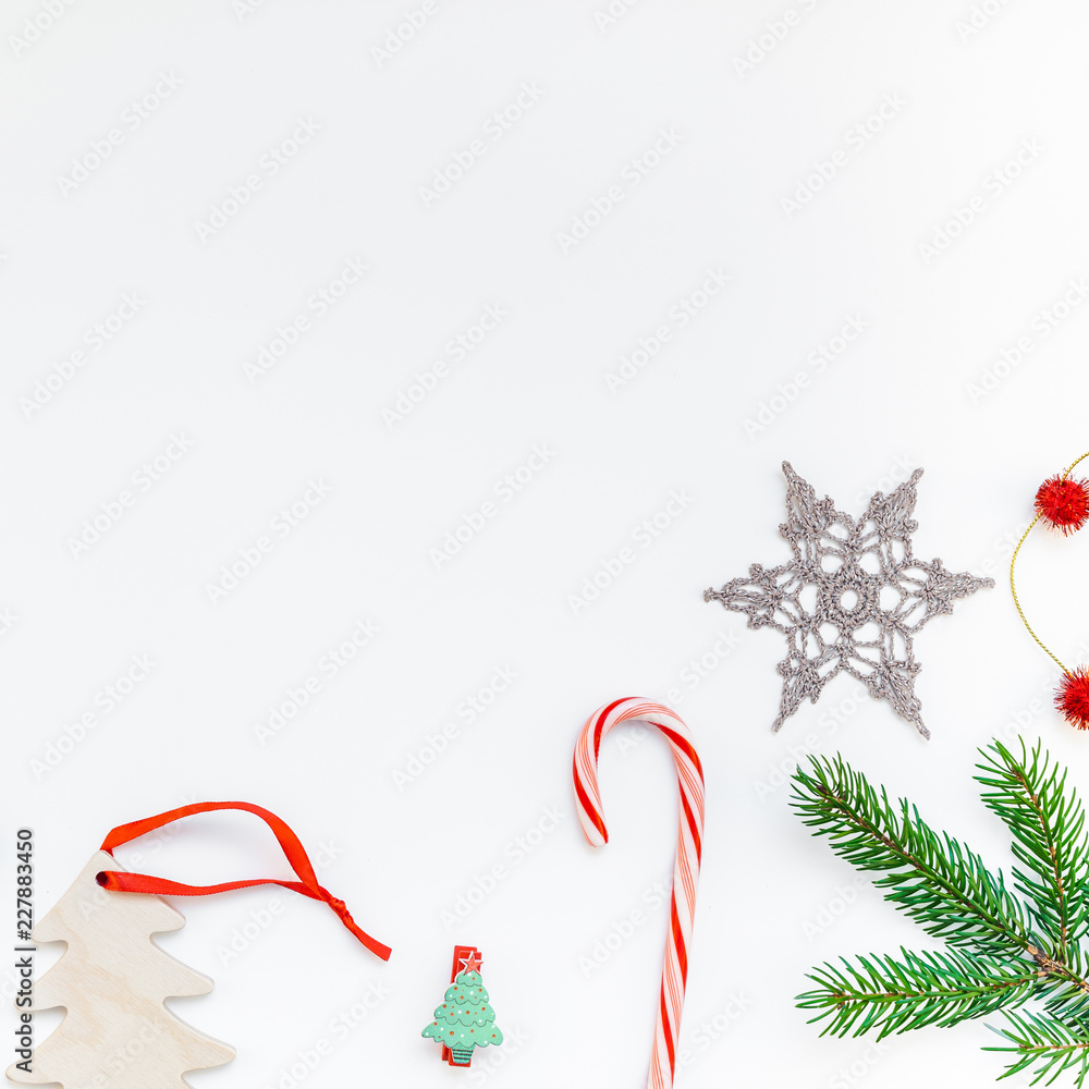 Christmas decoration pattern on white background Christmas decoration pattern on white background